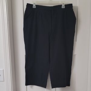 TWO PAIR BUNDLE! Ladies Capri Black AND Navy Pants, Both Size L